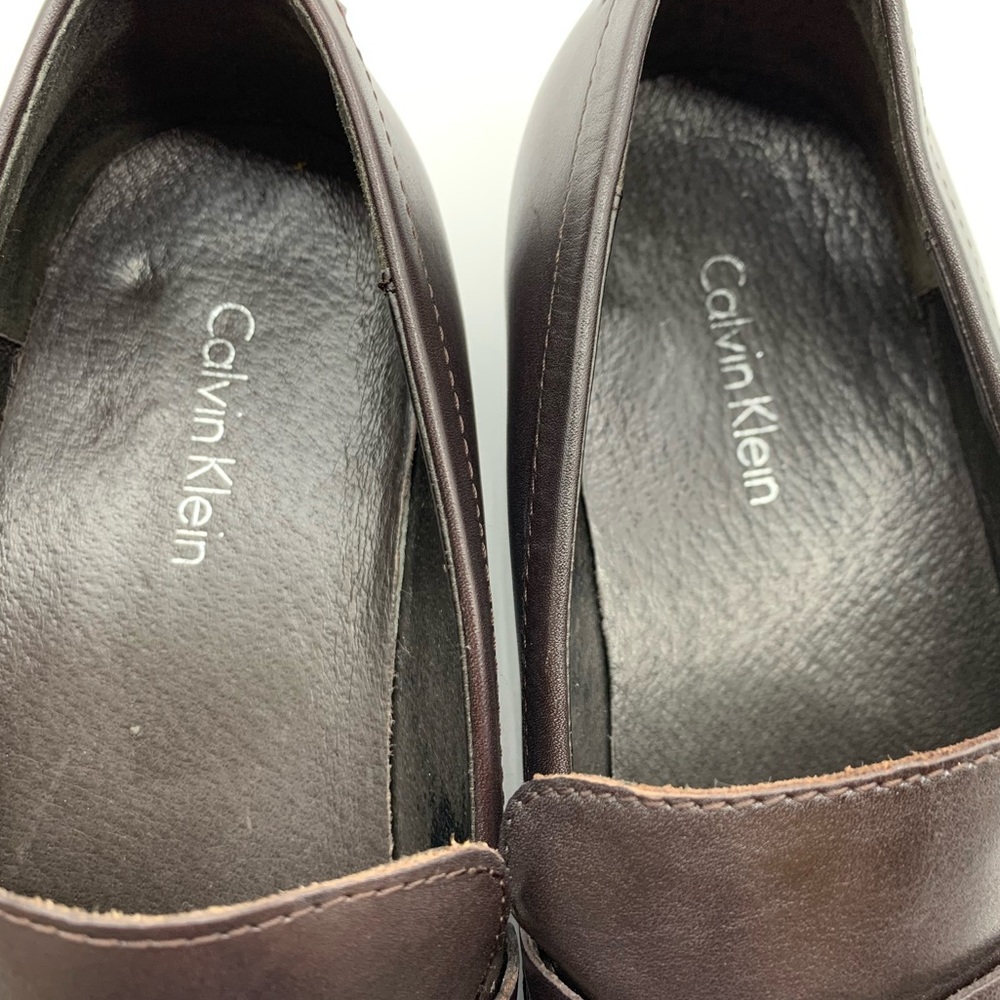 Men’s Calvin Klein Elkan Slip On Leather Loafers in Dark Brown Size 10.5M - Picture 7 of 12